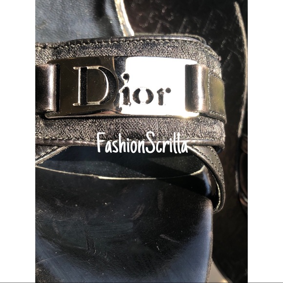 DIOR Black Diorissimo Oblique Monogram Trotter Logo Platform Sandal Wedge Heels - Picture 7 of 11